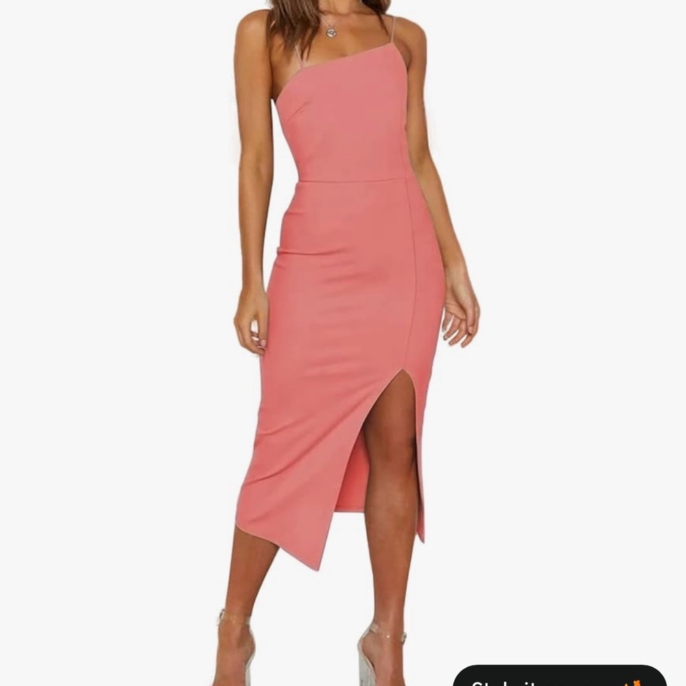 Elegant deep Pink asymmetrical shoulder high Cocktail Dress
